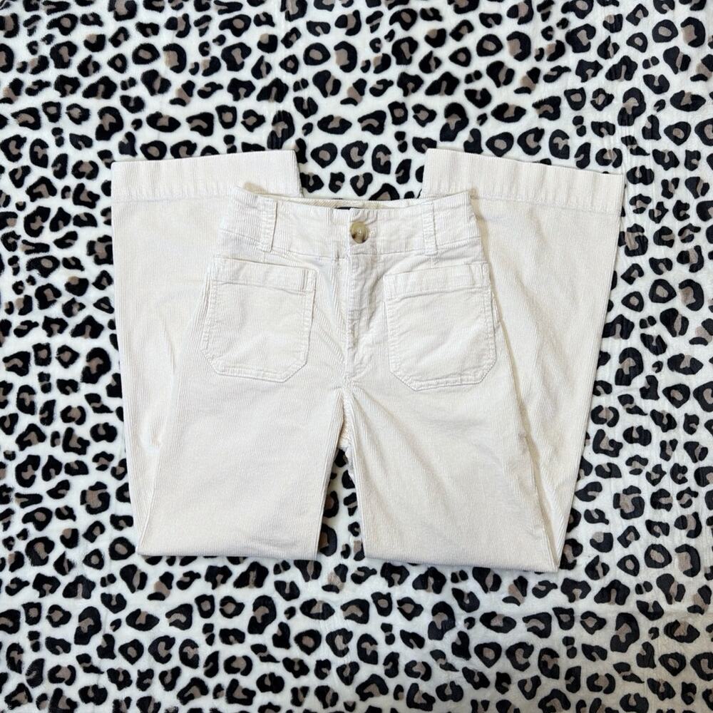 Maeve by Anthropologie The Colette Corduroy Wide Leg Pants Cream Crop Size 23